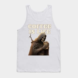 Funny Coffee Is Life Grim Reaper Tank Top